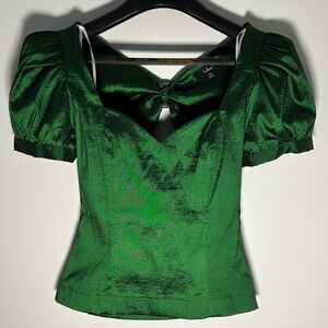 Lulus Metallic Green Top – XS, New Without Tag